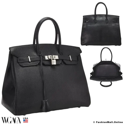 HERMES Birkin 35 Black in Chevre De Coromandel, Pre-owned