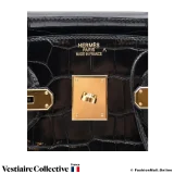 Hermes Birkin 35 Black Shiny Porosus Crocodile, Pre-owned