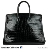 Hermes Birkin 35 Black Porosus Crocodile, Pre-owned