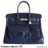 Hermes Cargo Birkin 35 Bleu Marine Swift and Toile Goeland, Pre-owned, in Excellent condition