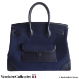 Hermes Cargo Birkin 35 Bleu Marine Swift and Toile Goeland, Pre-owned, in Excellent condition