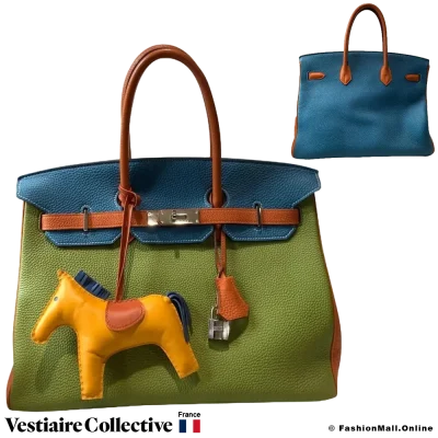 Hermes Birkin 35 Green, Blue and Orange, Pre-owned