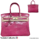 Heremes Birkin 35 Rose Scheherazade Crocodile, Pre-owned, Like New