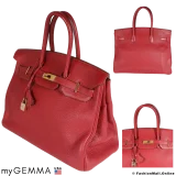 HERMES Birkin 35 Rouge Grenat Clemence, Pre-owned