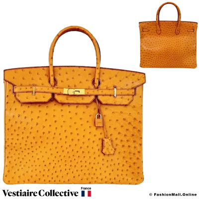 Hermes Birkin 40 Cognac Ostrich, Pre-owned in Very Good Condition
