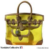 HERMES Cargo Birkin 25 Chai Swift & Jaune Citron Toile, New Open Box