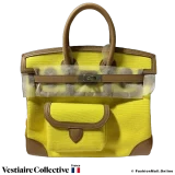 HERMES Cargo Birkin 25 Chai Swift & Jaune Citron Toile, New Open Box