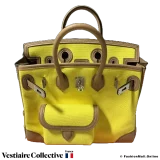 HERMES Cargo Birkin 25 Chai Swift & Jaune Citron Toile, New Open Box