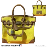 HERMES Cargo Birkin 25 Chai Swift & Jaune Citron Toile, New Open Box