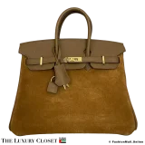 HERMES Grizzly Birkin 25 Chamois Doblis & Alezan Swift, Pre-Owned