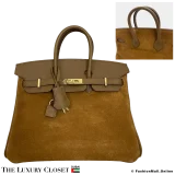 HERMES Grizzly Birkin 25 Chamois Doblis & Alezan Swift, Pre-Owned