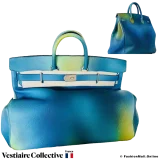 Hermes Birkin HAC 40 Cosmos, Blue and Yellow Evercolor, New Open Box