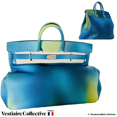 Hermes Birkin HAC 40 Cosmos, Blue and Yellow Evercolor, New Open Box