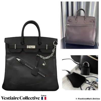 HERMES Birkin HAC Rock 40 (Haut a Courroies) Weekend bag, Black Evercolor, New Condition