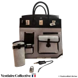 HERMES Cargo Birkin 40 (Haut a courroies) Black Box Calf & Toile, New Condition