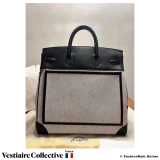 HERMES Cargo Birkin 40 (Haut a courroies) Black Box Calf & Toile, New Condition