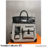 HERMES Cargo Birkin 40 (Haut a courroies) Black Box Calf & Toile, New Condition