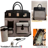 HERMES Cargo Birkin 40 (Haut a courroies) Black Box Calf & Toile, New Condition