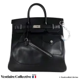 HERMES Haut a Courroies Weekend bag, Black Evercolor, New Condition