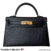 HERMES Mini Kelly 20 Black Ostrich, in New Condition