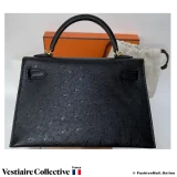 HERMES Mini Kelly 20 Black Ostrich, in New Condition