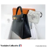 HERMES Mini Kelly 20 Black Ostrich, in New Condition