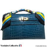 HERMESS Kelly Pochette clutch Blue Alligator, New Condition