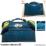 HERMESS Kelly Pochette clutch Blue Alligator, New Condition