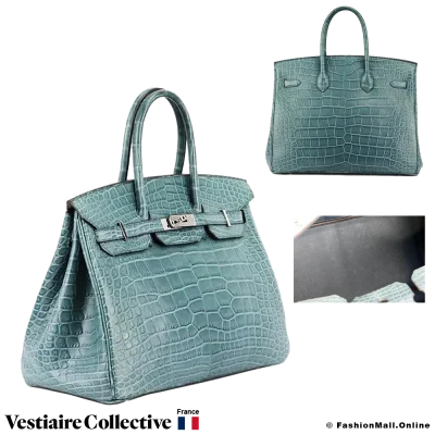 HERMES Birkin 35 Blue Alligator, Pre-Owned