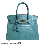 HERMES Birkin 30 Bleu Paon Alligator, New Condition