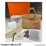 HERMES Birkin In & Out 25, Biscuit Swift, New Condition