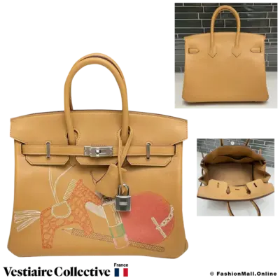 HERMES Birkin In & Out 25, Biscuit Swift, New Condition