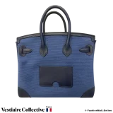 Hermes Cargo Birkin 25 Blue Swift and Toile, New Open Box