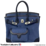 Hermes Cargo Birkin 25 Blue Swift and Toile, New Open Box