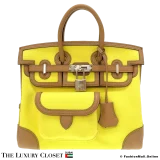 HERMES Cargo Birkin 25 Chai Swift & Jaune Citron Toile, Pre-Owned