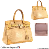 HERMES Ghillies Birkin 30 in Gold Crocodile & Ostrich, Pre-Owned