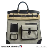 HERMES Birkin Cargo 40 (Haut a courroies) Black Box Evercalf & Toile, New Condition