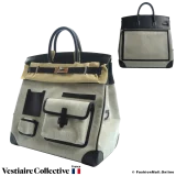 HERMES Birkin Cargo 40 (Haut a courroies) Black Box Evercalf & Toile, New Condition