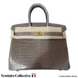 HERMES Birkin 25 Dark Grey Crocodile, New Condition