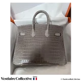 HERMES Birkin 25 Dark Grey Crocodile, New Condition