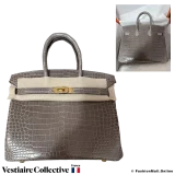 HERMES Birkin 25 Dark Grey Crocodile, New Condition