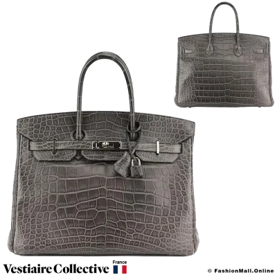 HERMES Birkin 35 Graphite Alligator, Pre-Owned