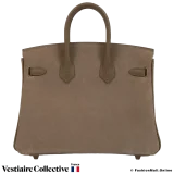 Hermes Grizzly Birkin 25 Gris Caillou Swift Etoupe Veau Doblis, New Open Box