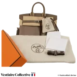 Hermes Grizzly Birkin 25 Gris Caillou Swift Etoupe Veau Doblis, New Open Box