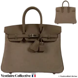 Hermes Grizzly Birkin 25 Gris Caillou Swift Etoupe Veau Doblis, New Open Box