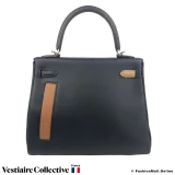 Hermes Kelly 25 Colormatic Blue, Caban Chai Black Gold Etoupe Swift, New Open Box