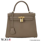 Hermes Kelly 25 Etoupe Evergrain, Pre-owned