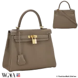 Hermes Kelly 25 Etoupe Evergrain, Pre-owned