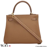 HERMES Kelly 25 Gold in Togo, Pre-owned