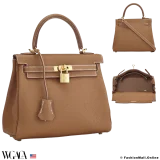 HERMES Kelly 25 Gold in Togo, Pre-owned